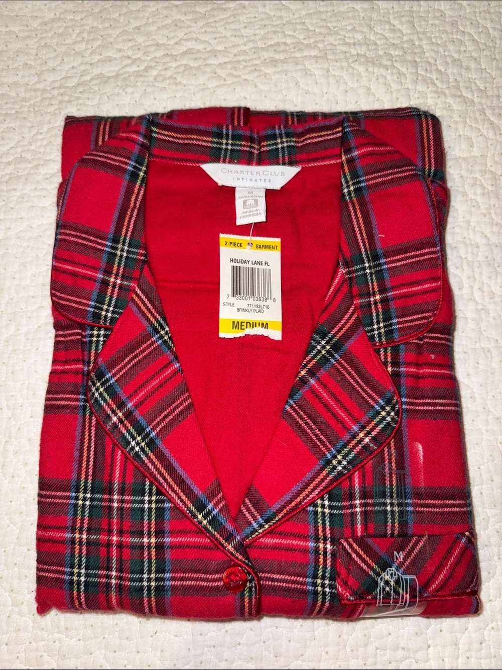 Charter Club long sleeve flannel pajama set